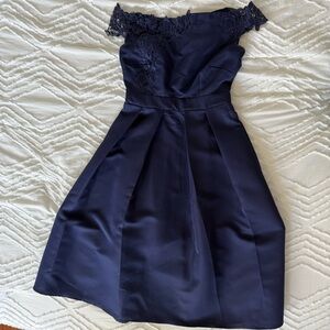 Elegant Navy Off-Shoulder Dress